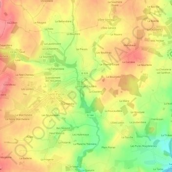 Carte topographique La Haute Coutière, altitude, relief
