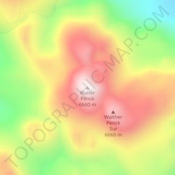 Carte topographique Walter Penck, altitude, relief