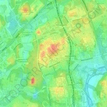 Carte topographique Laajavuori, altitude, relief
