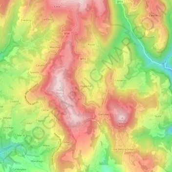 Carte topographique Vaggimàl, altitude, relief