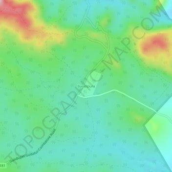 Carte topographique Bandipura, altitude, relief