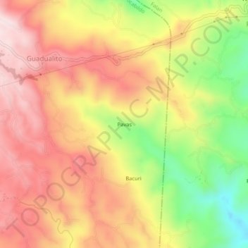 Carte topographique Pavas, altitude, relief