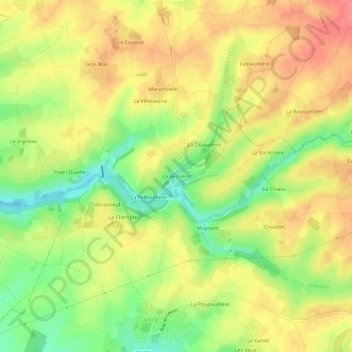 Carte topographique La Bessière, altitude, relief