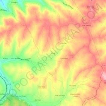 Carte topographique Pipa, altitude, relief
