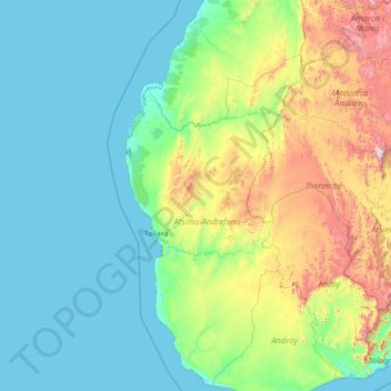 Carte topographique Province Toliara, altitude, relief