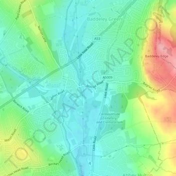 Carte topographique Milton, altitude, relief