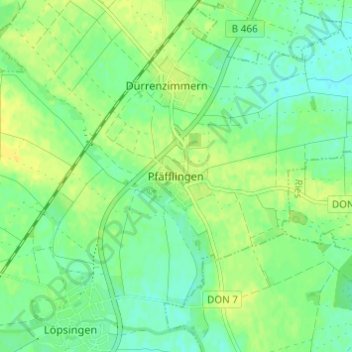 Carte topographique Pfäfflingen, altitude, relief