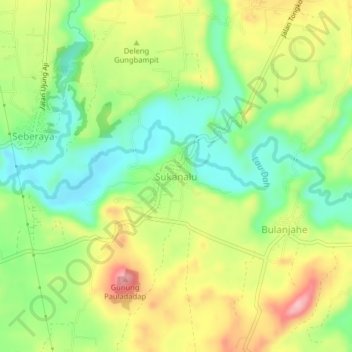 Carte topographique Sukanalu, altitude, relief