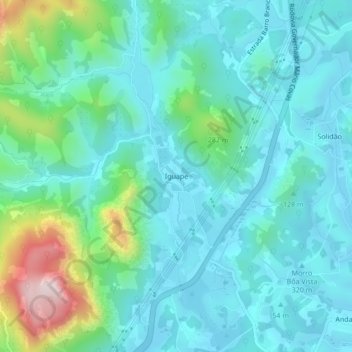 Carte topographique Iguape, altitude, relief