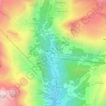 Carte topographique Staffal, altitude, relief