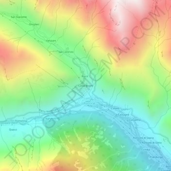 Carte topographique Costa Bugni, altitude, relief