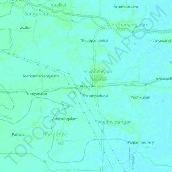 Carte topographique Puthupettai, altitude, relief