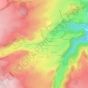 Carte topographique Le Pont du Roy, altitude, relief