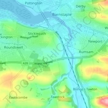 Carte topographique Lake, altitude, relief