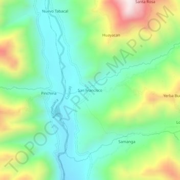 Carte topographique San Francisco, altitude, relief
