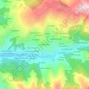 Carte topographique La Roza (Turón), altitude, relief
