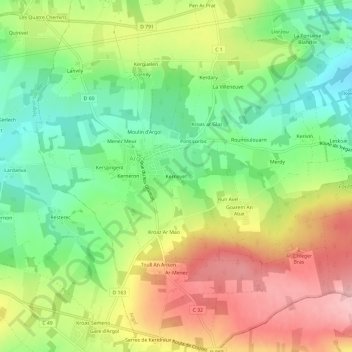 Carte topographique Kerneyet, altitude, relief