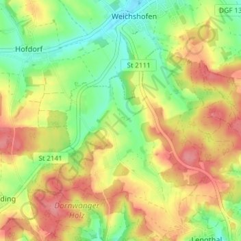 Carte topographique Eglhof, altitude, relief