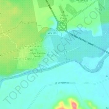 Carte topographique Paso Largo, altitude, relief