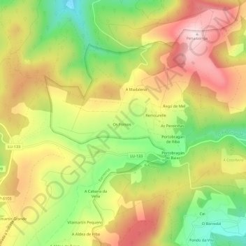 Carte topographique Remourelle, altitude, relief