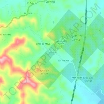 Carte topographique La Union, altitude, relief