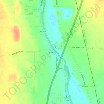 Carte topographique Farrington, altitude, relief
