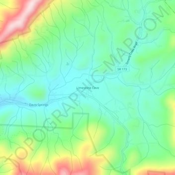 Carte topographique Limestone Cove, altitude, relief
