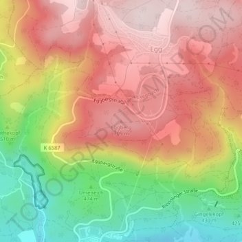 Carte topographique Eggberg, altitude, relief