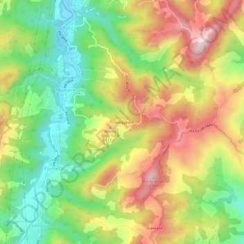Carte topographique Serraglio, altitude, relief