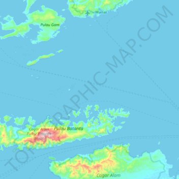 Carte topographique Kri Batanta, altitude, relief