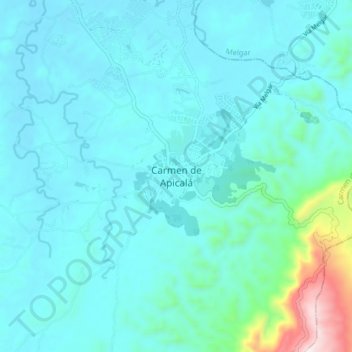 Carte topographique Carmen de Apicalá, altitude, relief