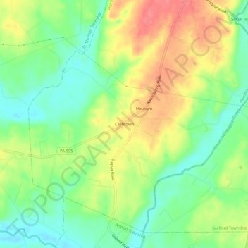 Carte topographique Cashtown, altitude, relief