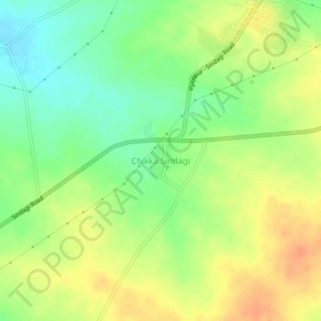 Carte topographique Chikka Sindagi, altitude, relief