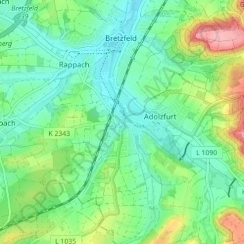 Carte topographique Scheppach, altitude, relief