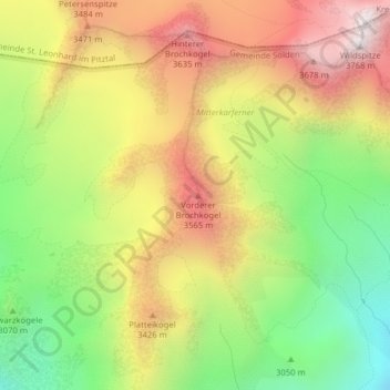 Carte topographique Vorderer Brochkogel, altitude, relief