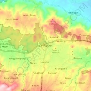 Carte topographique Banyuputih, altitude, relief