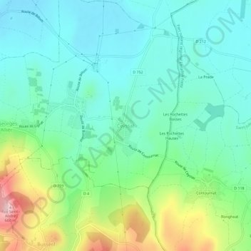Carte topographique Ceyssat, altitude, relief