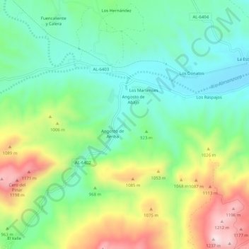 Carte topographique Los Vegas, altitude, relief