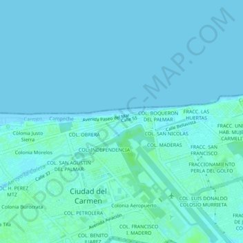 Carte topographique COL. SAN CARLOS, altitude, relief