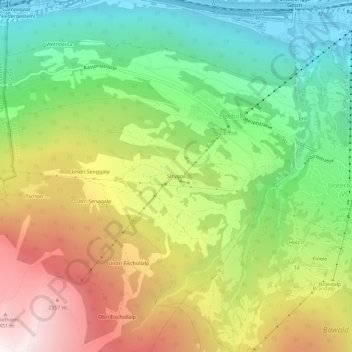 Carte topographique Strygge, altitude, relief