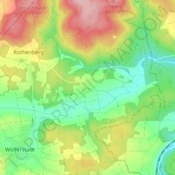 Carte topographique Zwerchstraß, altitude, relief