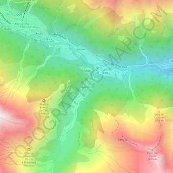 Carte topographique Quarazza, altitude, relief
