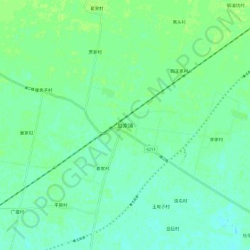 Carte topographique 励家镇, altitude, relief
