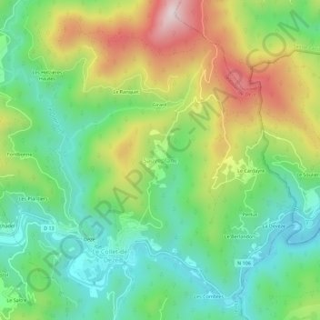 Carte topographique Sauveplane, altitude, relief