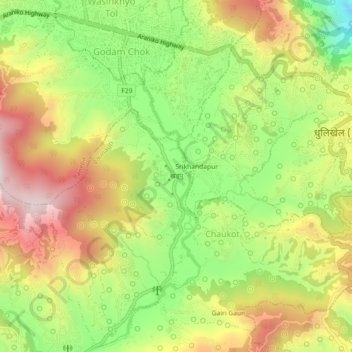 Carte topographique Khadpu, altitude, relief