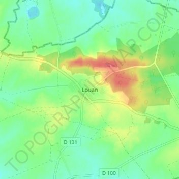 Carte topographique Louan, altitude, relief