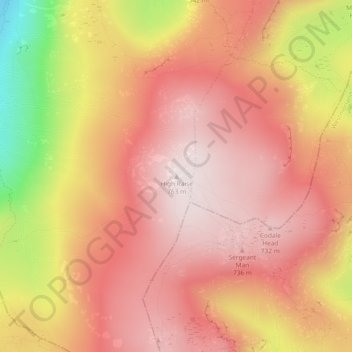 Carte topographique High Raise, altitude, relief