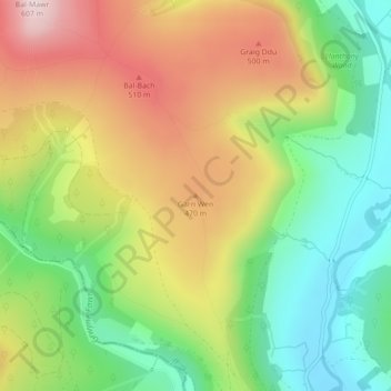 Carte topographique Garn Wen, altitude, relief