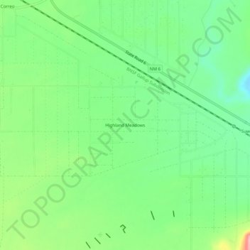 Carte topographique Highland Meadows, altitude, relief