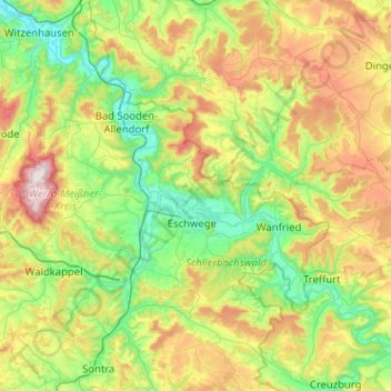 Carte topographique Meinhard, altitude, relief